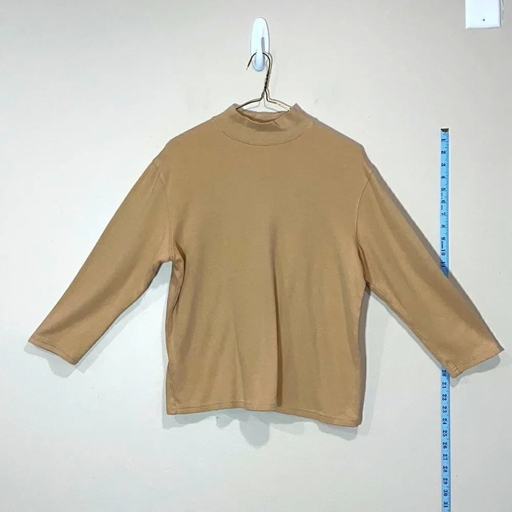 Cute Tan Long Sleeve Turtleneck Top By Studio Works. Size Small.